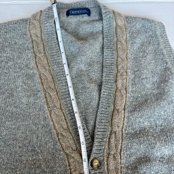 Generra Gray Cable Knit 2 tone Sweater Vest versatile classic staple - Picture 10 of 12